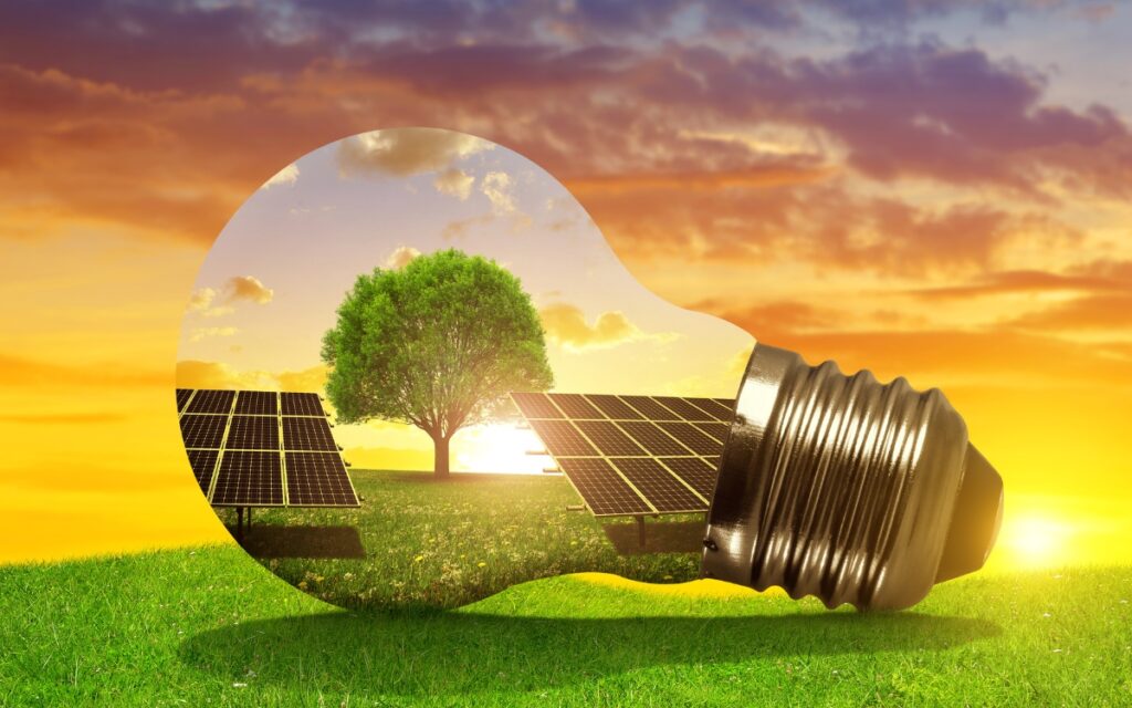 A Light Bulb With Solar Panels Inside