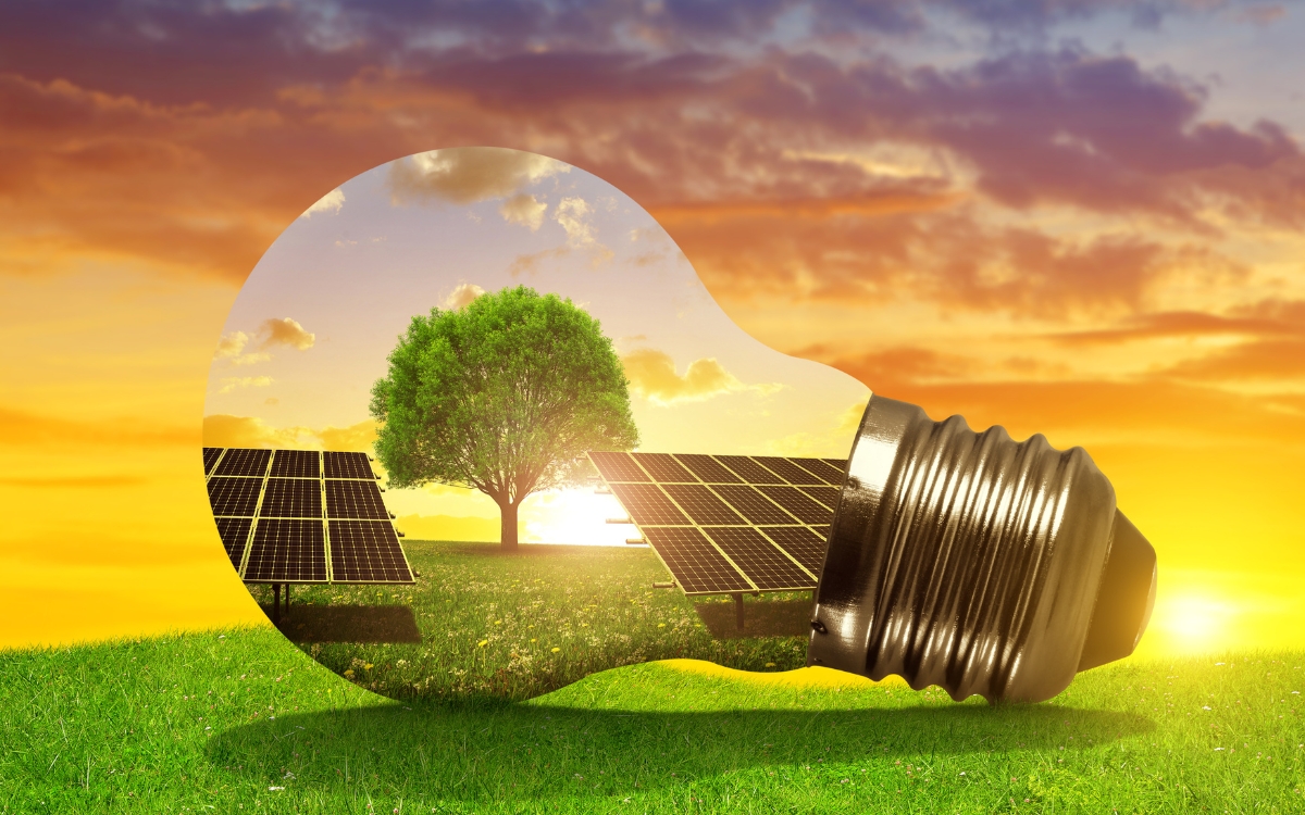 A Light Bulb With Solar Panels Inside